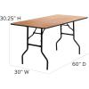 Flash Furniture Gael 5-Foot Rectangular Wood Folding Banquet Table with Clear Coated Finished Top
