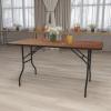 Flash Furniture Gael 5-Foot Rectangular Wood Folding Banquet Table with Clear Coated Finished Top