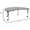 Flash Furniture Mobile 48”W x 72”L Kidney Oak Thermal Laminate Activity Table – Height Adjustable Short Legs(Grey)