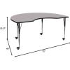 Flash Furniture Mobile 48”W x 72”L Kidney Yellow Thermal Laminate Activity Table – Standard Height Adjustable Legs(Grey)