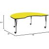 Flash Furniture Mobile 48”W x 96”L Kidney Oak HP Laminate Activity Table – Height Adjustable Short Legs(Yellow)