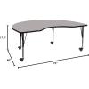 Flash Furniture Wren Mobile 48”W x 72”L Kidney Grey HP Laminate Activity Table – Height Adjustable Short Legs(Grey)