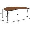 Flash Furniture Wren Mobile 48”W x 72”L Kidney Grey HP Laminate Activity Table – Height Adjustable Short Legs(Oak)