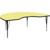 Flash Furniture 48”W x 96”L Kidney Yellow Thermal Laminate Activity Table – Height Adjustable Short Legs(Yellow)