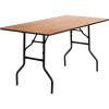Flash Furniture Gael 5-Foot Rectangular Wood Folding Banquet Table with Clear Coated Finished Top