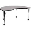 Flash Furniture Mobile 48”W x 72”L Kidney Yellow Thermal Laminate Activity Table – Standard Height Adjustable Legs(Grey)