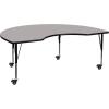 Flash Furniture Wren Mobile 48”W x 72”L Kidney Grey HP Laminate Activity Table – Height Adjustable Short Legs(Grey)