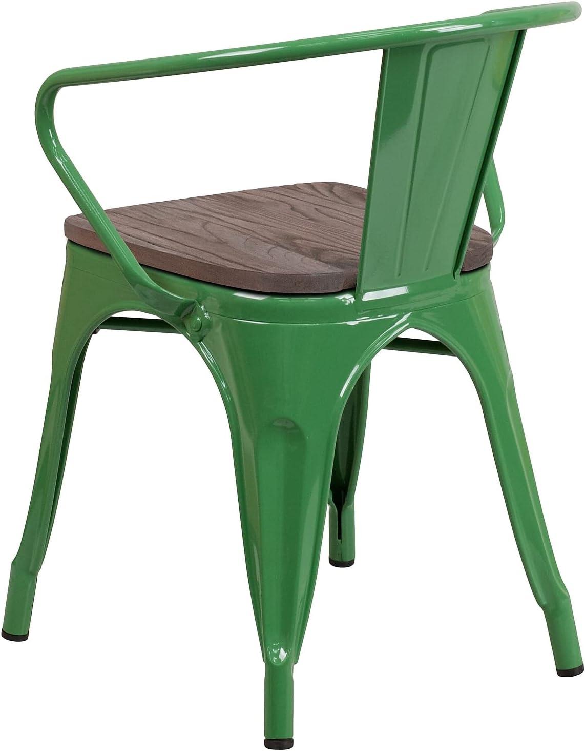 image:imageFlash Furniture Blue Metal Chair with Wood Seat and ArmsGreen