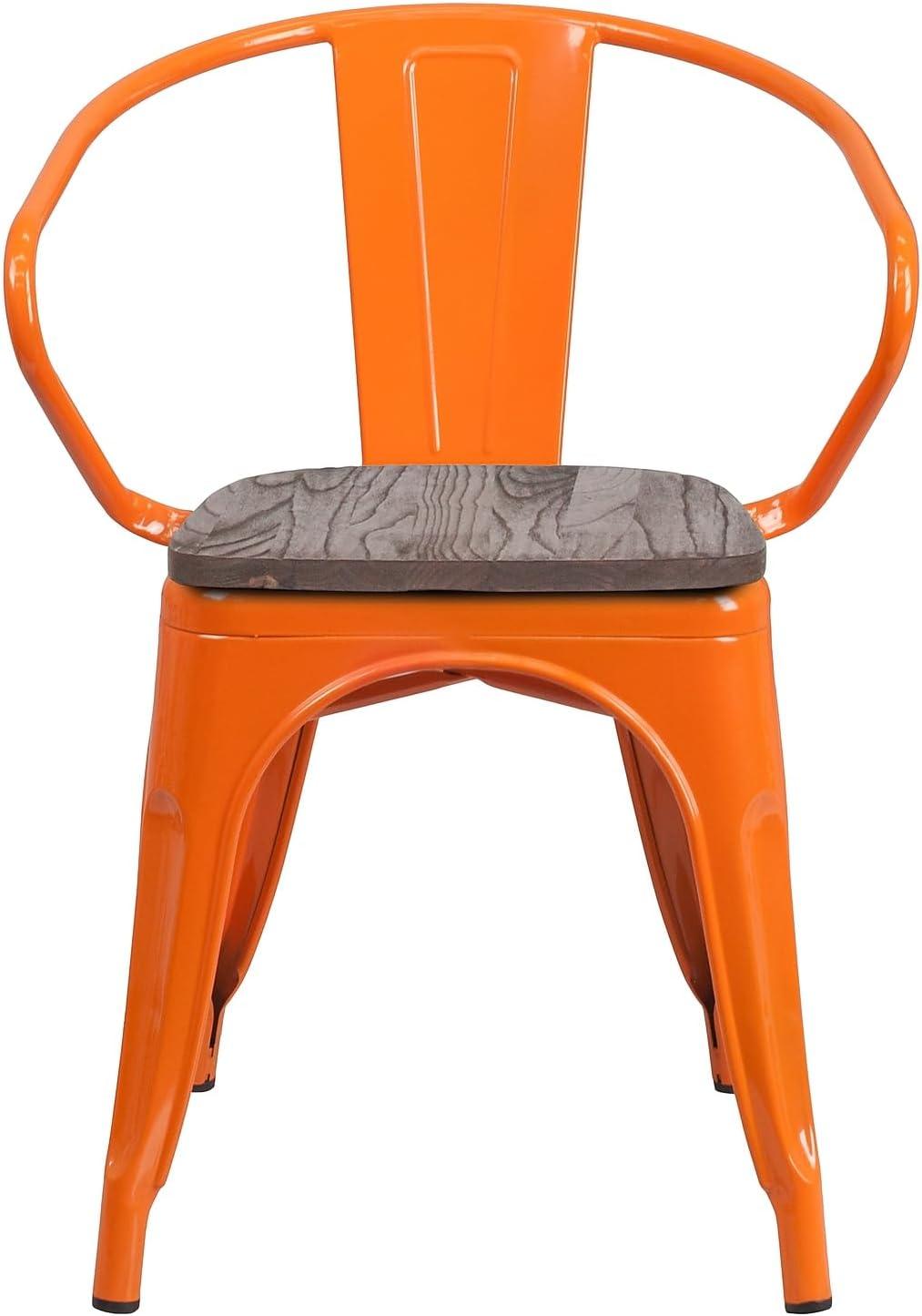 image:imageFlash Furniture Blue Metal Chair with Wood Seat and ArmsOrange