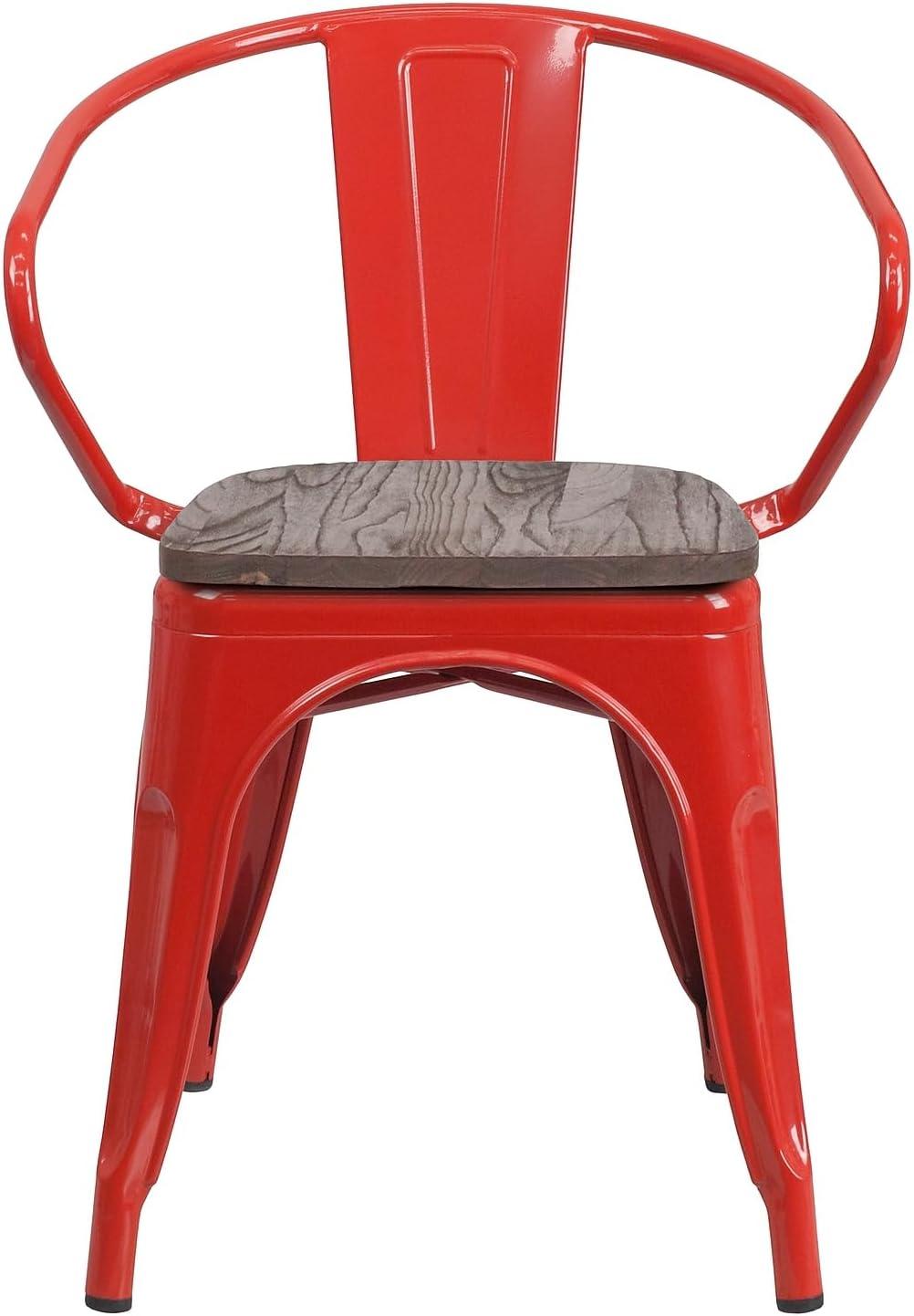 image:imageFlash Furniture Blue Metal Chair with Wood Seat and ArmsRed