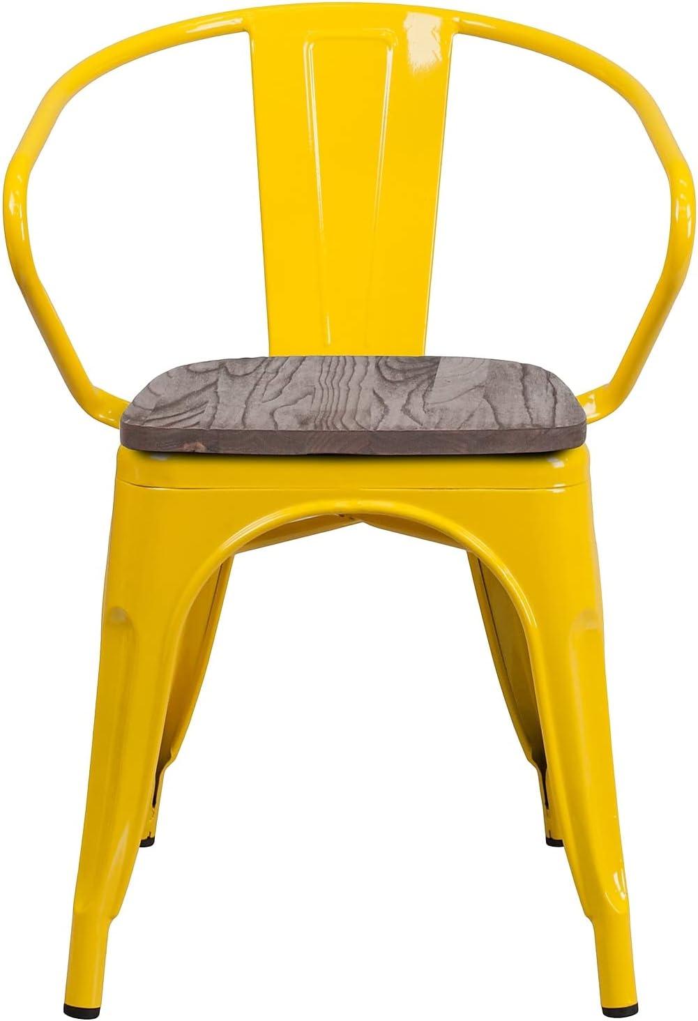 image:imageFlash Furniture Blue Metal Chair with Wood Seat and ArmsYellow