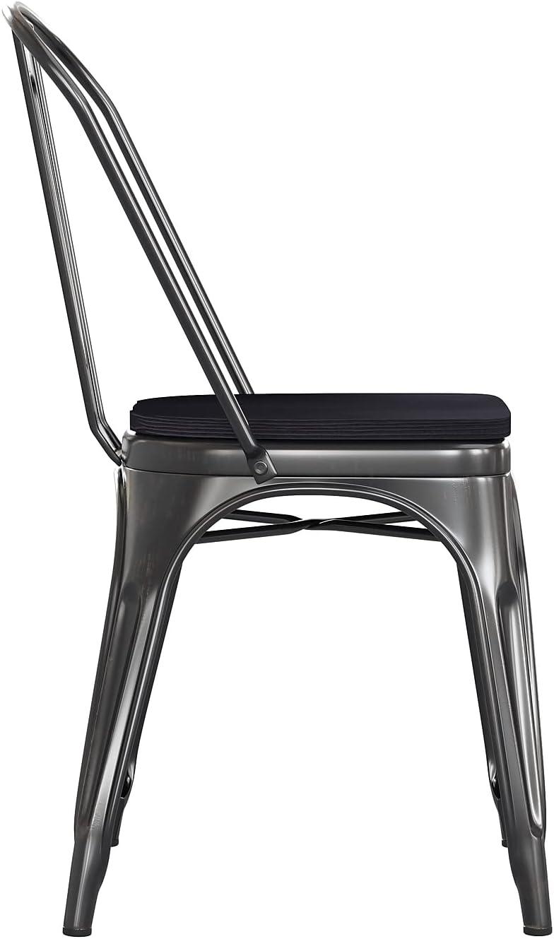 image:imageFlash Furniture Perry IndoorOutdoor Commercial Stackable Chair with Polystyrene Seat Blue Metal Frame Teak Poly Resin Seat Rounded Seat Edges for ComfortBlackantique GoldBlack
