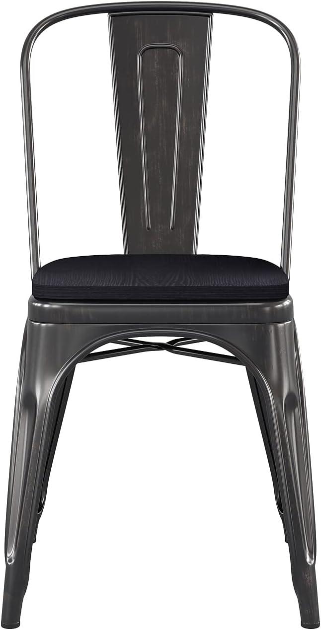image:imageFlash Furniture Perry IndoorOutdoor Commercial Stackable Chair with Polystyrene Seat Blue Metal Frame Teak Poly Resin Seat Rounded Seat Edges for ComfortBlackantique GoldBlack