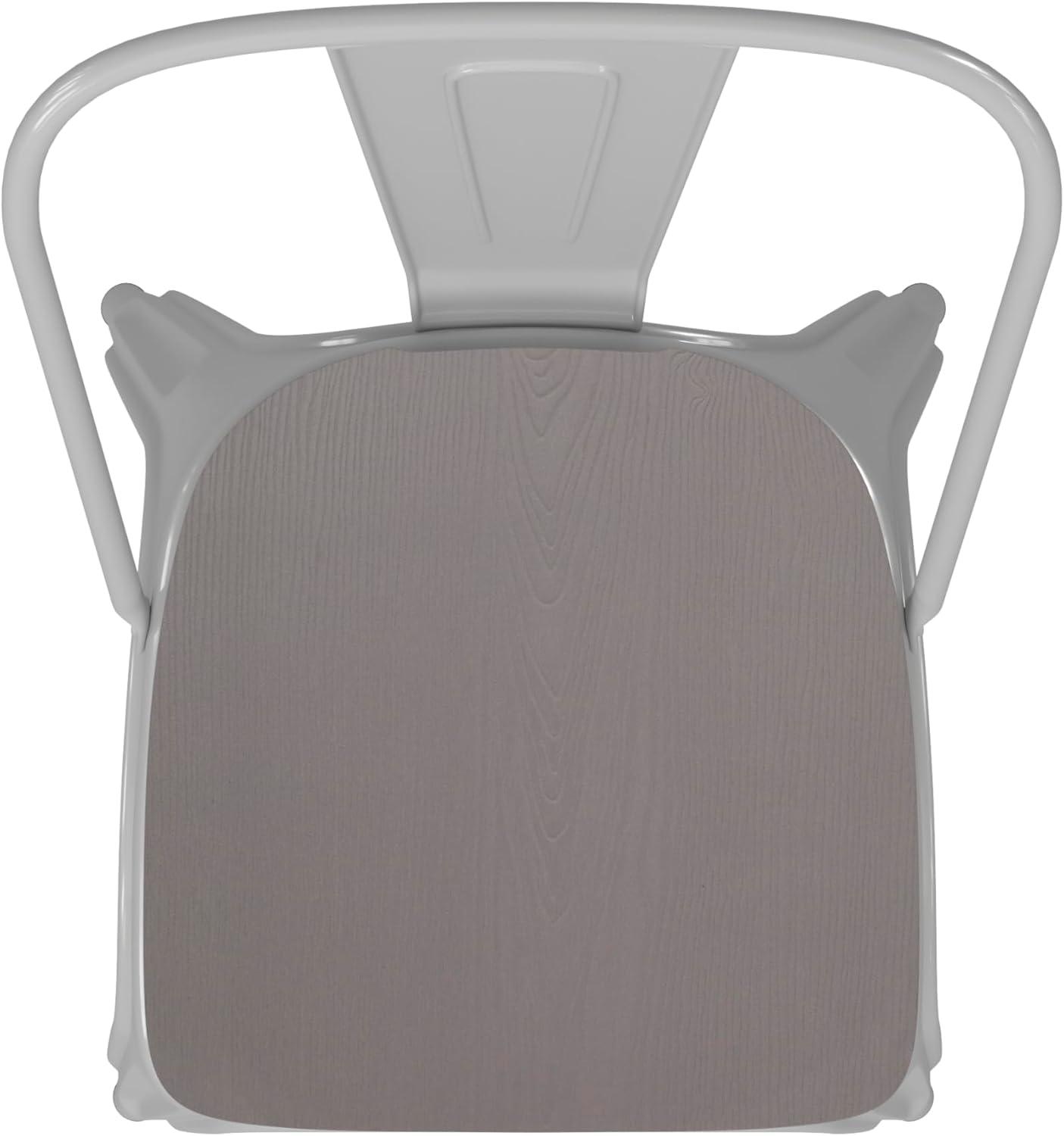 image:imageFlash Furniture Perry IndoorOutdoor Commercial Stackable Chair with Polystyrene Seat Blue Metal Frame Teak Poly Resin Seat Rounded Seat Edges for ComfortWhite