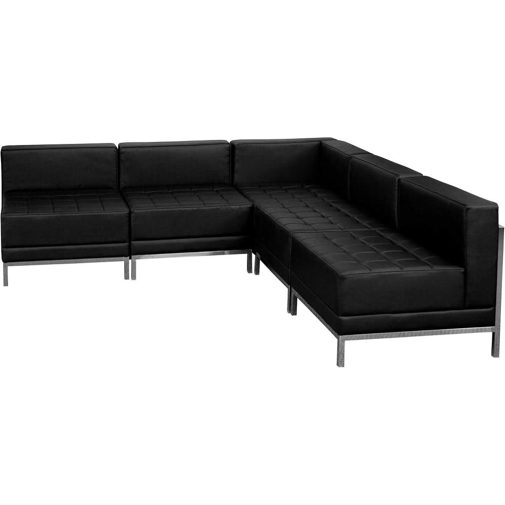 image:imageFlash Furniture HERCULES Imagination Series Black LeatherSoft Sectional Configuration 5 Pieces