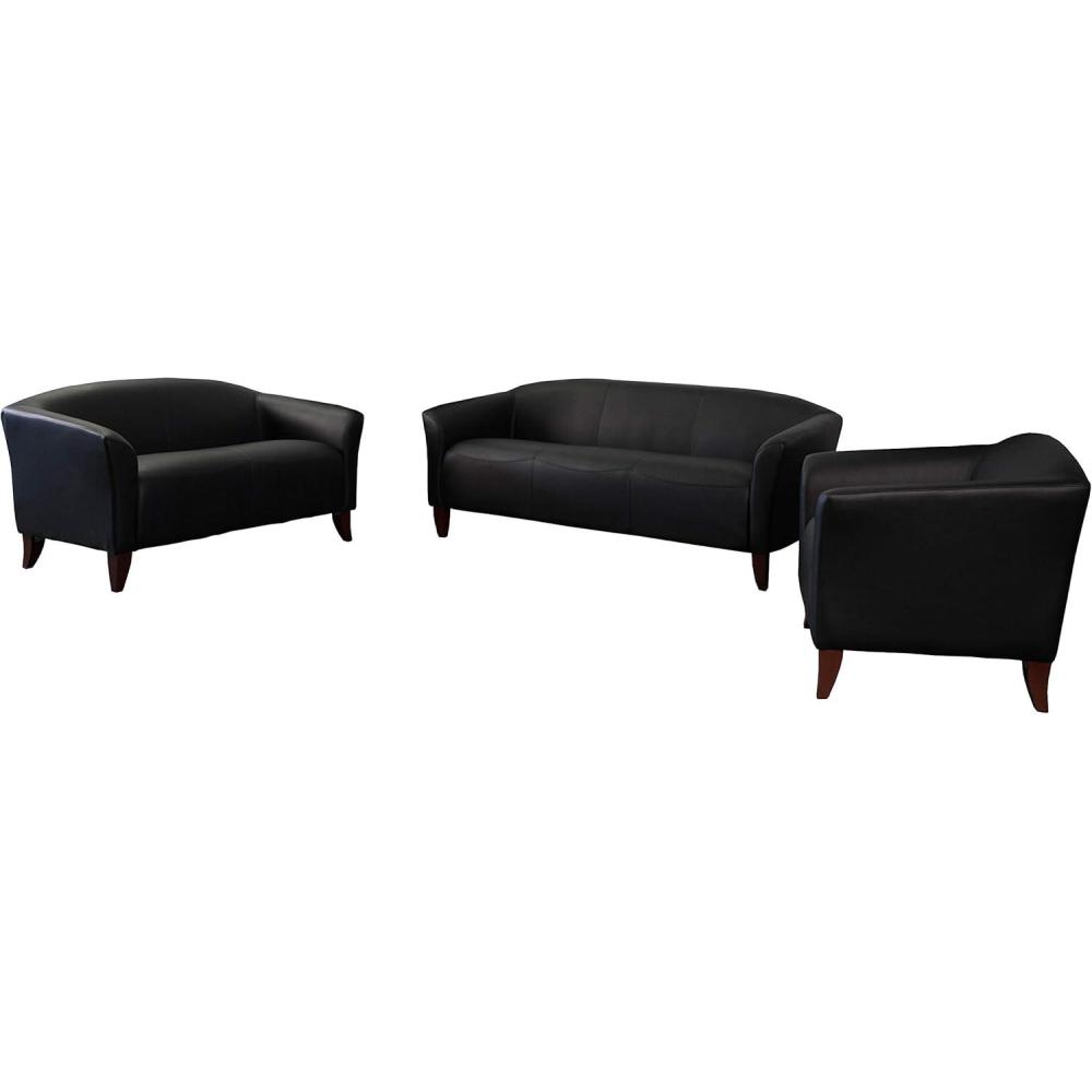 image:imageFlash Furniture HERCULES Imperial Series Reception Set in Black LeatherSoftBlack