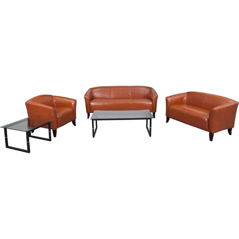 image:imageFlash Furniture HERCULES Imperial Series Reception Set in Black LeatherSoftCognac