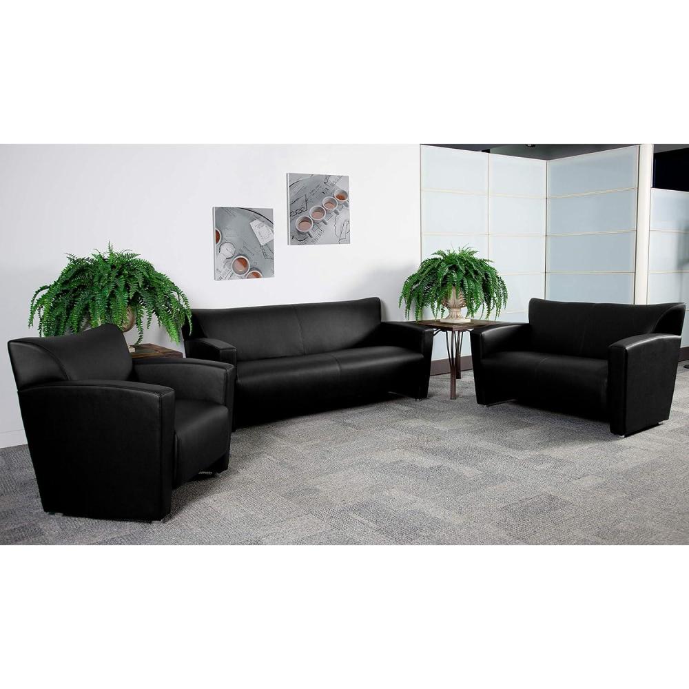 image:imageFlash Furniture HERCULES Majesty Series Reception Set in Brown LeatherSoftBlack