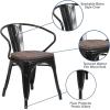 Flash Furniture Blue Metal Chair with Wood Seat and Arms(Black)