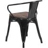 Flash Furniture Blue Metal Chair with Wood Seat and Arms(Black)