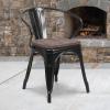 Flash Furniture Blue Metal Chair with Wood Seat and Arms(Black)