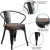 Flash Furniture Blue Metal Chair with Wood Seat and Arms(Black-antique Gold)