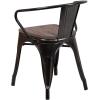 Flash Furniture Blue Metal Chair with Wood Seat and Arms(Black-antique Gold)