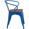 Flash Furniture Blue Metal Chair with Wood Seat and Arms(Blue)