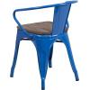 Flash Furniture Blue Metal Chair with Wood Seat and Arms(Blue)