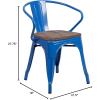 Flash Furniture Blue Metal Chair with Wood Seat and Arms(Blue)