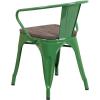 Flash Furniture Blue Metal Chair with Wood Seat and Arms(Green)