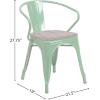 Flash Furniture Blue Metal Chair with Wood Seat and Arms(Green)