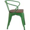 Flash Furniture Blue Metal Chair with Wood Seat and Arms(Green)