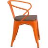 Flash Furniture Blue Metal Chair with Wood Seat and Arms(Orange)