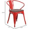 Flash Furniture Blue Metal Chair with Wood Seat and Arms(Red)