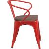 Flash Furniture Blue Metal Chair with Wood Seat and Arms(Red)