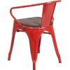 Flash Furniture Blue Metal Chair with Wood Seat and Arms(Red)