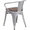 Flash Furniture Blue Metal Chair with Wood Seat and Arms(Silver)