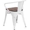 Flash Furniture Blue Metal Chair with Wood Seat and Arms(White)