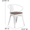 Flash Furniture Blue Metal Chair with Wood Seat and Arms(White)