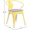 Flash Furniture Blue Metal Chair with Wood Seat and Arms(Yellow)