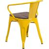 Flash Furniture Blue Metal Chair with Wood Seat and Arms(Yellow)