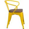 Flash Furniture Blue Metal Chair with Wood Seat and Arms(Yellow)