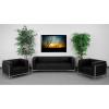 Flash Furniture HERCULES Imagination Series 3 Piece Black LeatherSoft Upholstered Sofa & Chair Set with Stainless Steel Legs