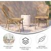 Flash Furniture Lourdes Set of 2 Indoor/Outdoor Commercial Bistro Stack Chairs – White/Gray PE Rattan Back and Seat – Natural Bamboo Print Aluminum Frame(Natural & White/Light Natural Frame)