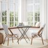 Flash Furniture Lourdes Set of 2 Indoor/Outdoor Commercial Bistro Stack Chairs – White/Gray PE Rattan Back and Seat – Natural Bamboo Print Aluminum Frame(White & Navy/Natural Frame)