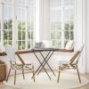 Flash Furniture Lourdes Set of 2 Indoor/Outdoor Commercial Bistro Stack Chairs – White/Gray PE Rattan Back and Seat – Natural Bamboo Print Aluminum Frame(White & Gray/Natural Frame)