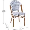 Flash Furniture Lourdes Set of 2 Indoor/Outdoor Commercial Bistro Stack Chairs – White/Gray PE Rattan Back and Seat – Natural Bamboo Print Aluminum Frame(White & Navy/Natural Frame)