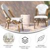Flash Furniture Lourdes Set of 2 Indoor/Outdoor Commercial Bistro Stack Chairs – White/Gray PE Rattan Back and Seat – Natural Bamboo Print Aluminum Frame(White & Gray/Natural Frame)