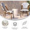 Flash Furniture Lourdes Set of 2 Indoor/Outdoor Commercial Bistro Stack Chairs – White/Gray PE Rattan Back and Seat – Natural Bamboo Print Aluminum Frame(White & Navy/Natural Frame)